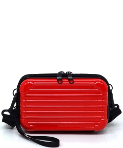 ABS Plastic Stripe Mini Crossbody Bag PC714 RED